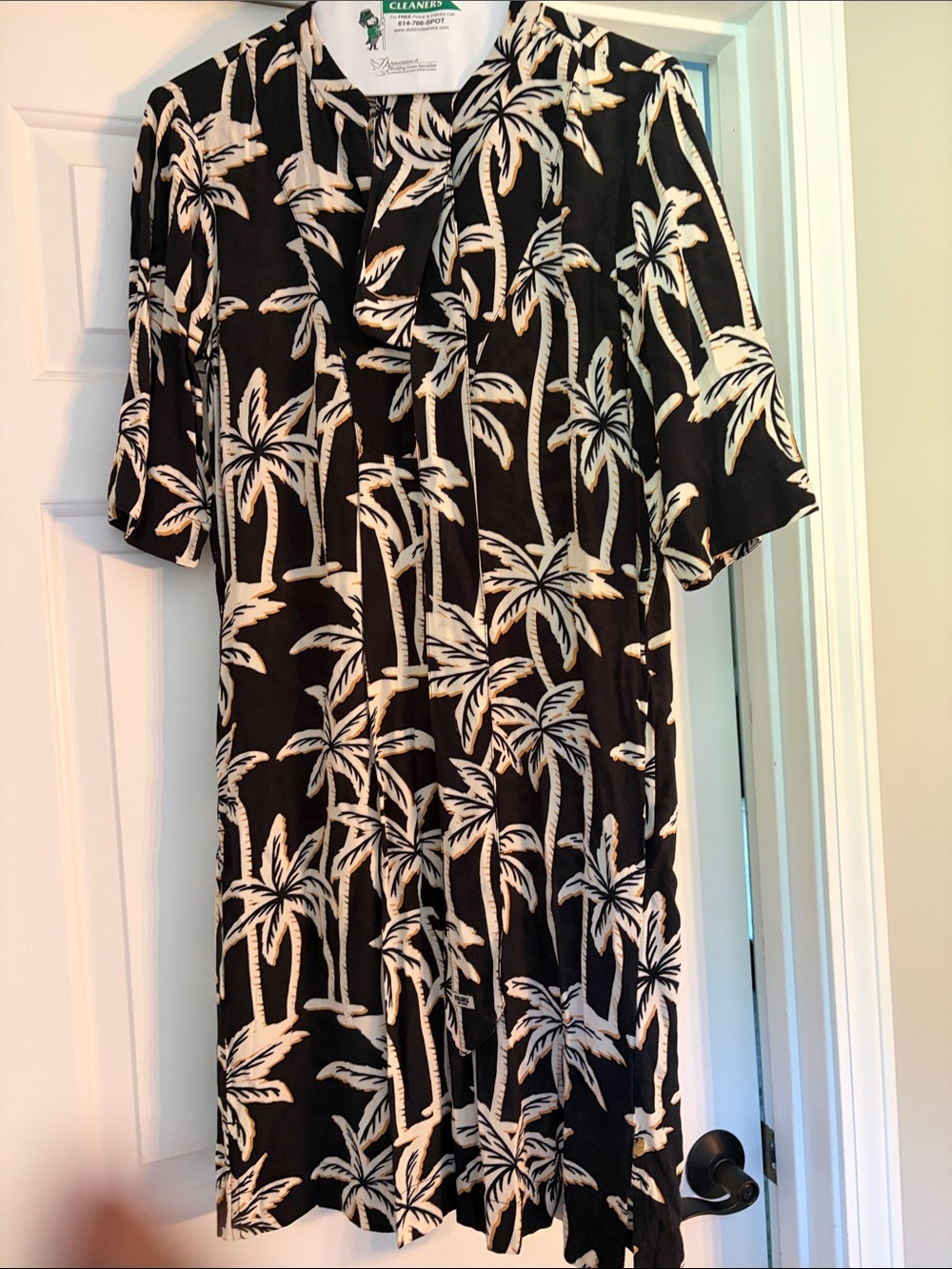 Scotch & Soda Black Dress with Cream Palm Print